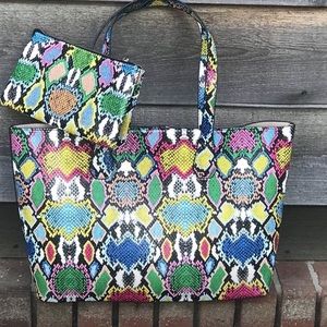 Multi color snake print bag